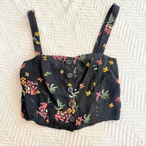 Olivaceous floral cropped tank small